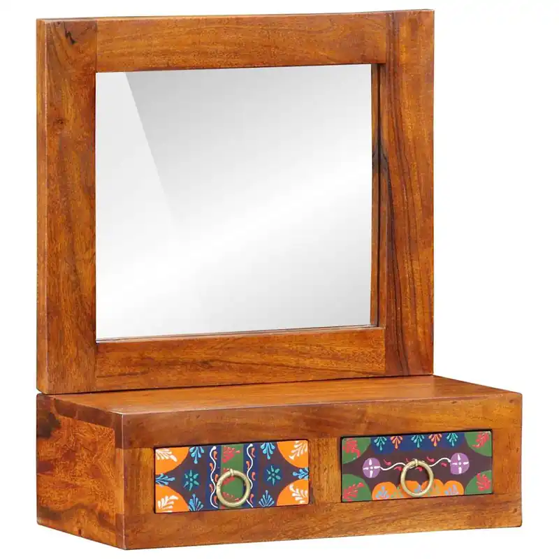 vidaXL Wandschrank mit Spiegel Braun 40 x 20 x 50 cm Massivholz Akazie Kracherpreis