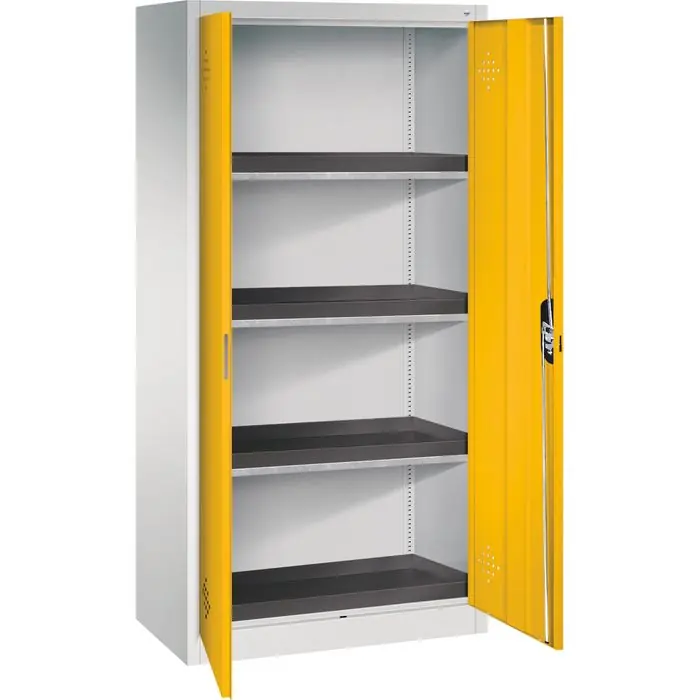 CP-Möbel Umweltschrank 8921-316, lichtgrau / gelb, 93 x 195 x 50cm, 4 Polyethylen-Wannen Schneller Versand