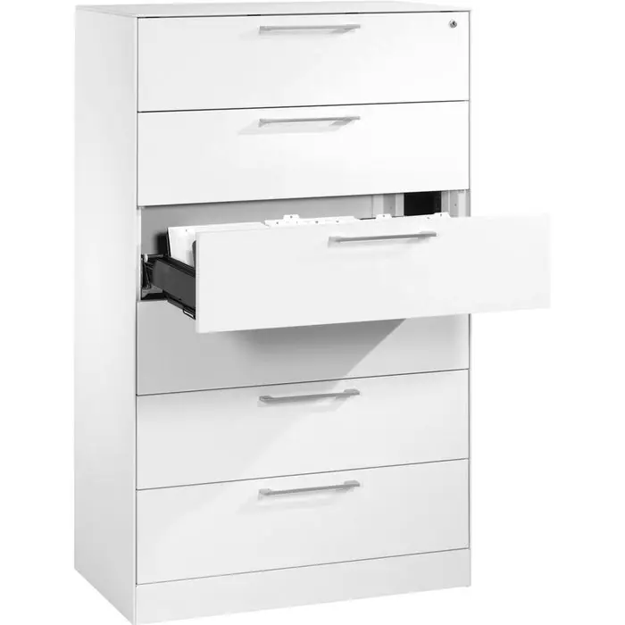Sonderaktion CP-Möbel Karteischrank Asisto C3000, für DIN A5, 3-bahnig, mit 6 Schüben, verkehrsweiß