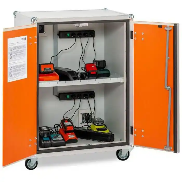 CEMO Akku-Ladeschrank Premium 8/10, mit 8 Steckdosen, Feuerwiderstand Typ 60, mit Rollen, (B/H/T) 89 x 111 x 66cm Top-Preis