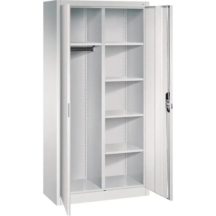 Preiswert CP-Möbel Mehrzweckschrank Acurado, abschließbar, lichtgrau, für Staubsauger, 6 Fächer, aus Metall, 93 x 195 x 40 cm
