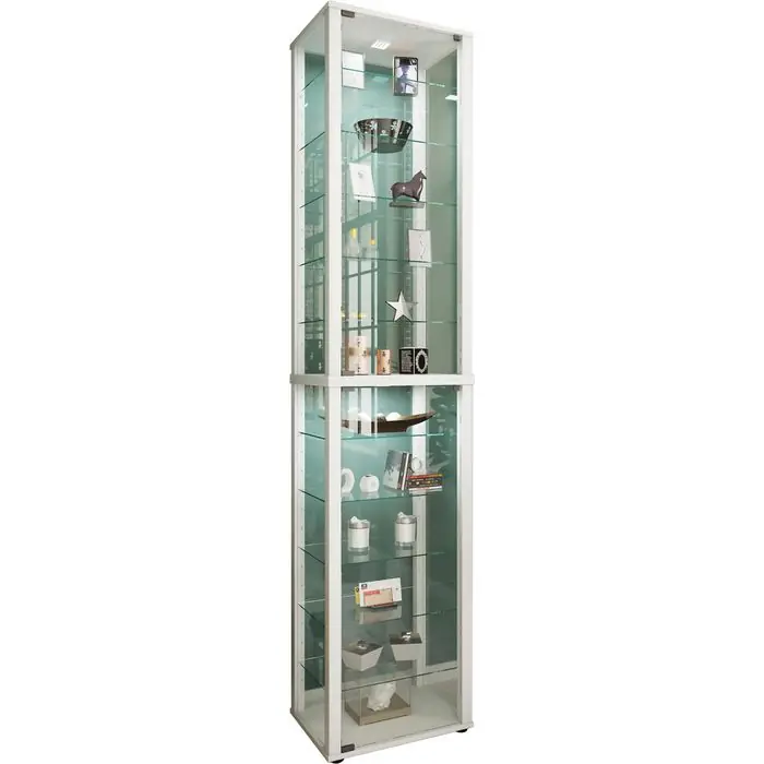 Super-Preis VCM Glasvitrine Kavisa XXL, stehend, 10 Fachböden, 50 x 227 x 38cm, weiß