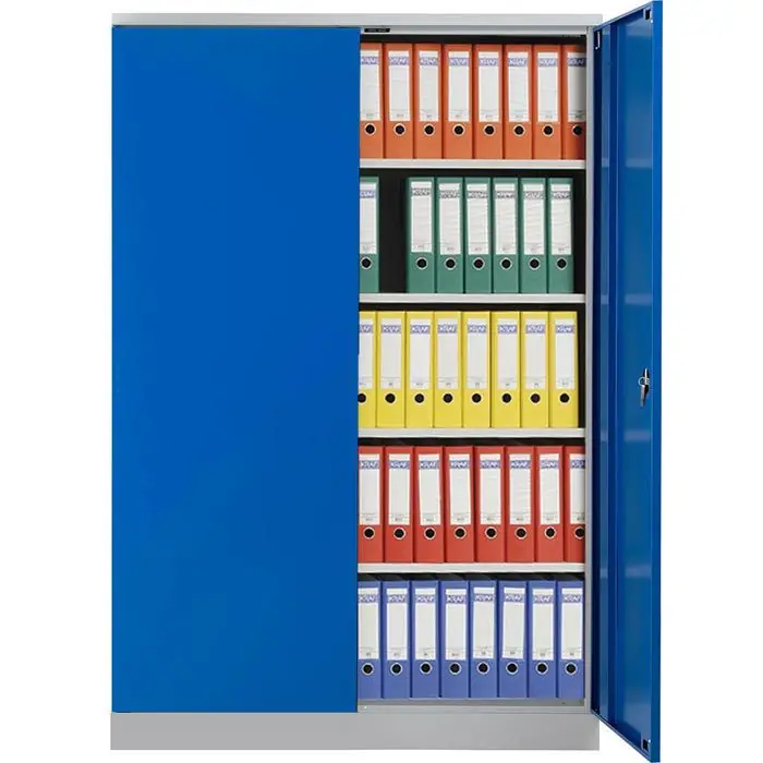 Schnäppchen G-Office Aktenschrank FLC/N.192x60, aus Metall, abschließbar, 120 x 195 x 60 cm (B/H/T), blau / lichtgrau