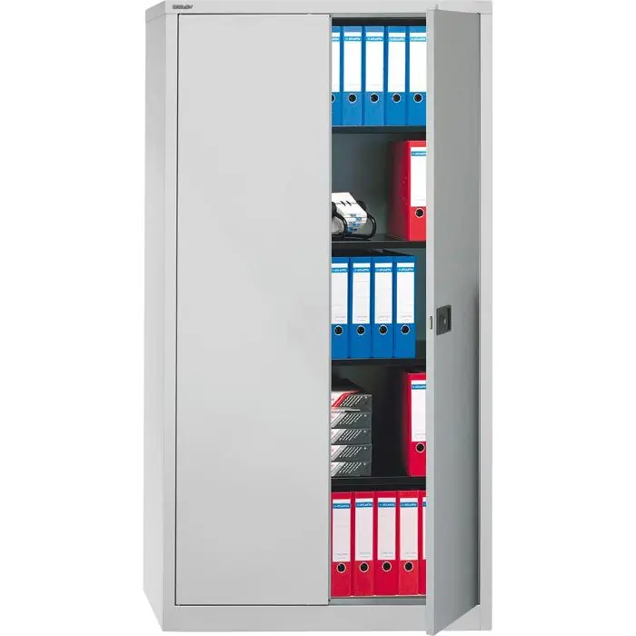 Bisley Aktenschrank E782A04, aus Metall, abschließbar, 91 x 195 x 40cm (B/H/T), lichtgrau Geprüft