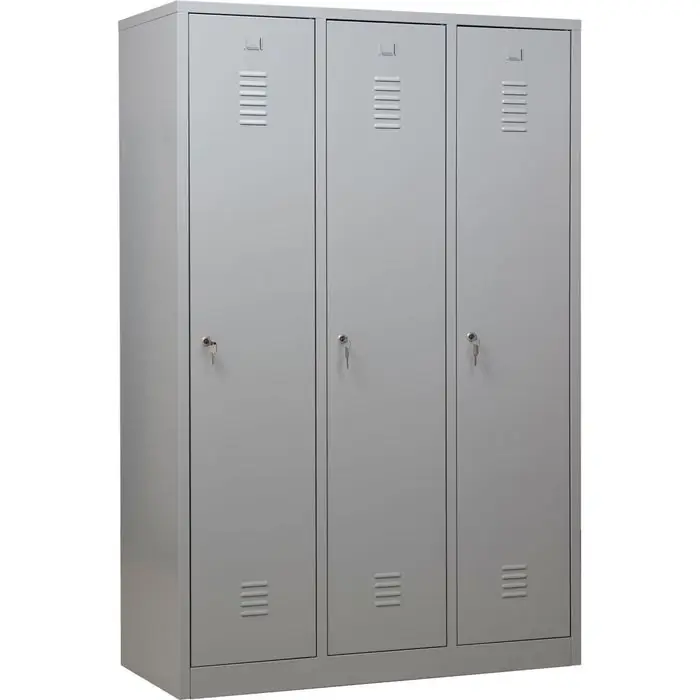 Ausverkauf G-Office Spind WRC/3.18120, lichtgrau, 3 Abteile, mit Zylinderschloss, 119 x 180 cm