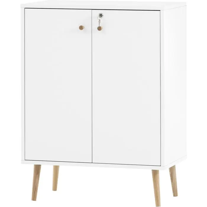 Preiswert Möbelpartner Aktenschrank Jonte, aus Holz, abschließbar, 65 x 85,5 x 39 cm (B/H/T), kreideweiß