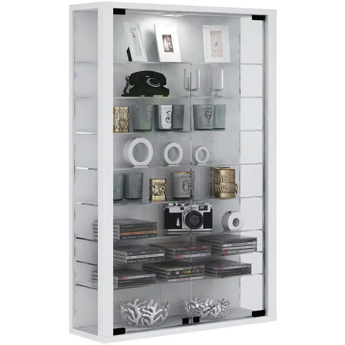 Sichere Zahlung VCM Glasvitrine Vitrosa Mini, hängend, 8 Fachböden, 59 x 90 x 18cm, weiß