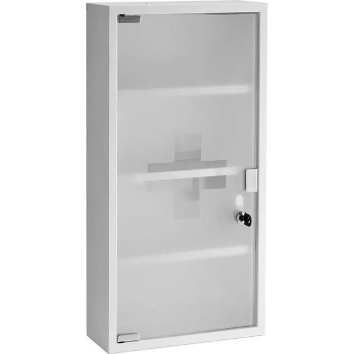 Zeller Verbandschrank Cross 18122, hängend, ohne Füllung, abschließbar, weiß, aus Edelstahl, 30 x 60cm Preisknaller