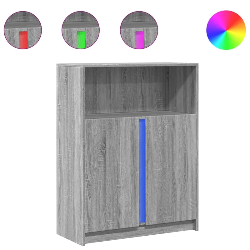 Ausverkauf vidaXL LED-Sideboard Grau Sonoma 77x34x100 cm Holzwerkstoff