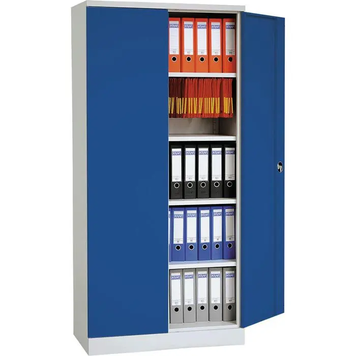 G-Office Aktenschrank FLC/FP.19, aus Metall, zerlegt, abschließbar, 92 x 195 x 42 cm (B/H/T) blau / lichtgrau Abverkauf