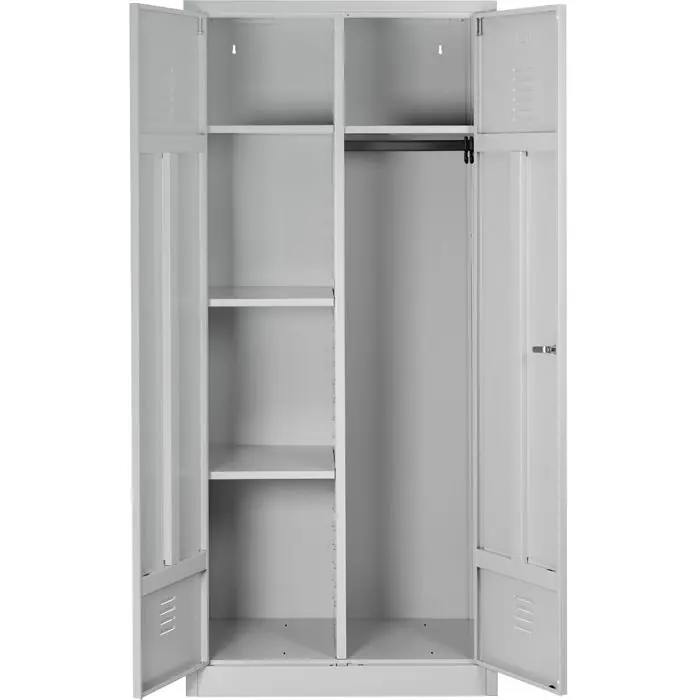 G-Office Mehrzweckschrank CLC/FD.1880, abschließbar, lichtgrau, für Staubsauger, 4 Fächer, Drehriegel, Metall, 80 x 180 x 50cm Billig