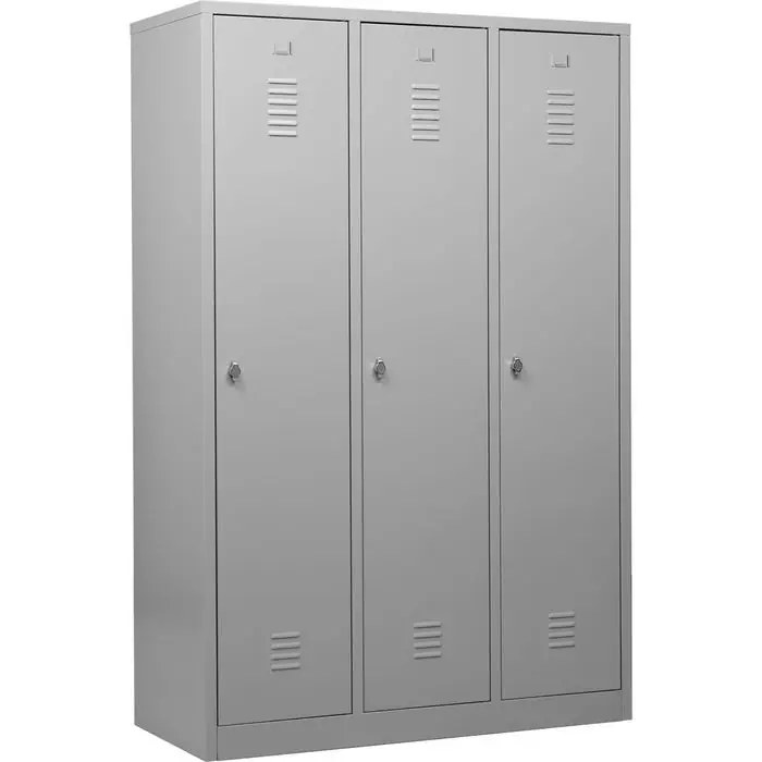 G-Office Spind WRC/3.18120, lichtgrau, 3 Abteile, mit Drehriegelschloss, 119 x 180 cm Knallerangebot