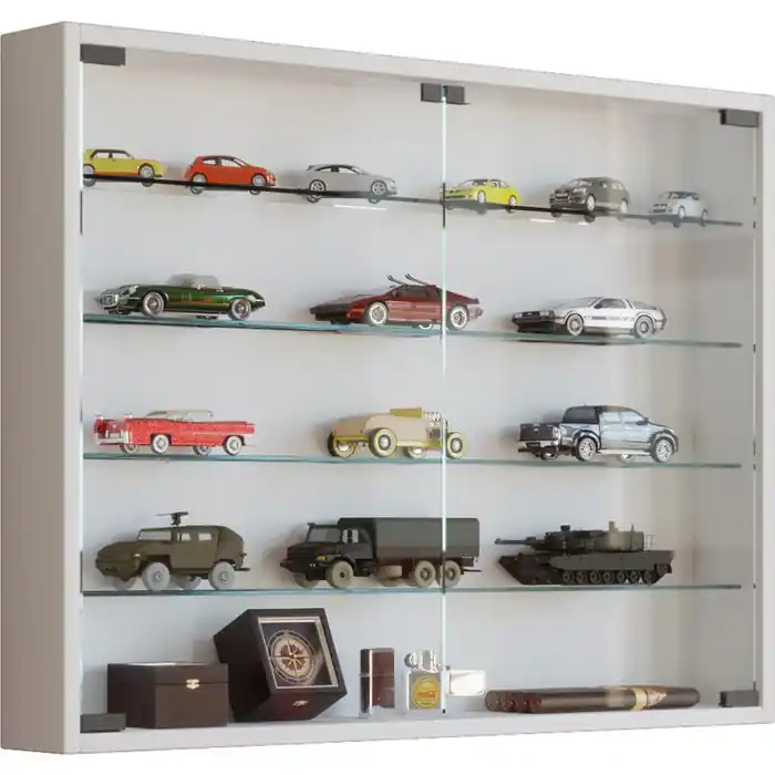 Neue Kollektion VCM Glasvitrine Mandosa L, hängend, 4 Fachböden, 80 x 60 x 10cm, weiß