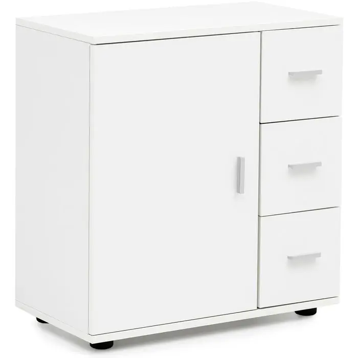 Wohnling Kommode WL5.877, weiß, mit 1 Tür und 3 Schubladen, 60 x 65,5 x 33cm Markenprodukt