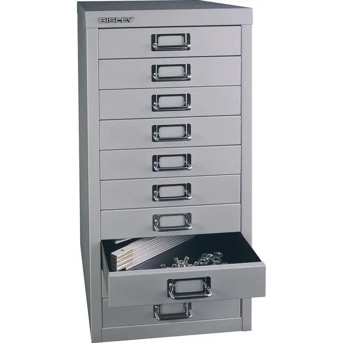 Bisley Schubladenschrank MultiDrawer, aus Metall, 10 Schübe, silber, (B/H/T) 28 x 59 x 38cm Neu