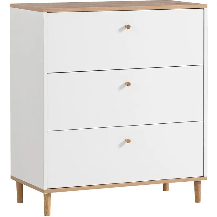 Schildmeyer Kommode Hilda, 701993, mattweiß / artisaneiche, mit 3 Schubladen, 80 x 91 x 40cm Ausverkauf