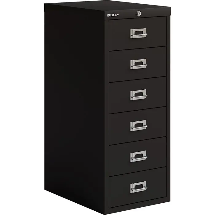 Bisley Schubladenschrank MultiDrawer, aus Metall, 6 Schübe, schwarz, (B/H/T) 28 x 59 x 41cm Solange Der Vorrat Reicht