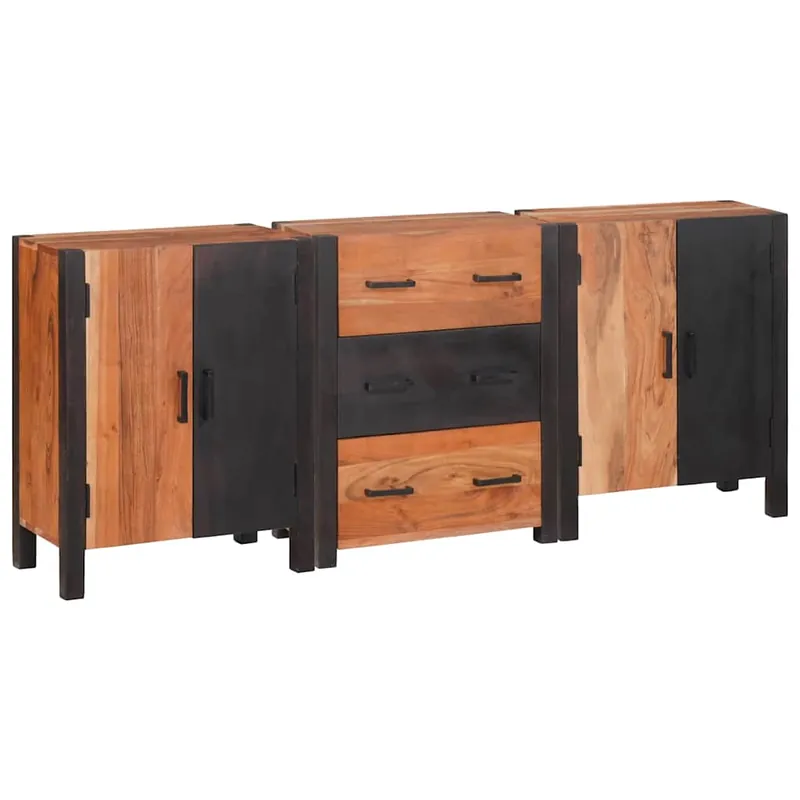 Günstig vidaXL Sideboard 3 pcs Braun 55 x 30 x 75 cm Massivholz Akazie