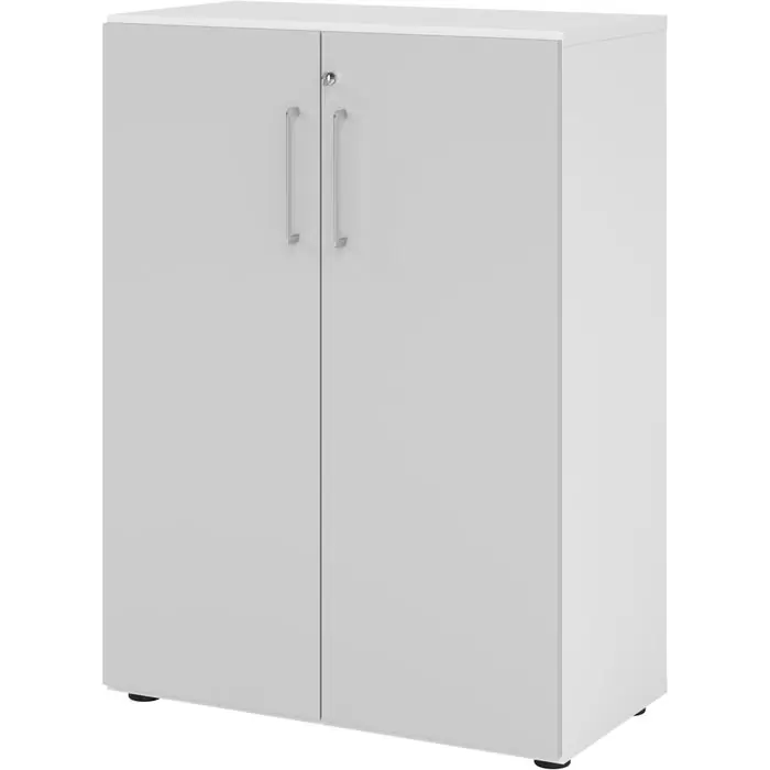 Abverkauf Hammerbacher Aktenschrank Serie 9 Advanced, aus Holz, abschließbar, 80x110x41,7cm (B/H/T) grau / weiß