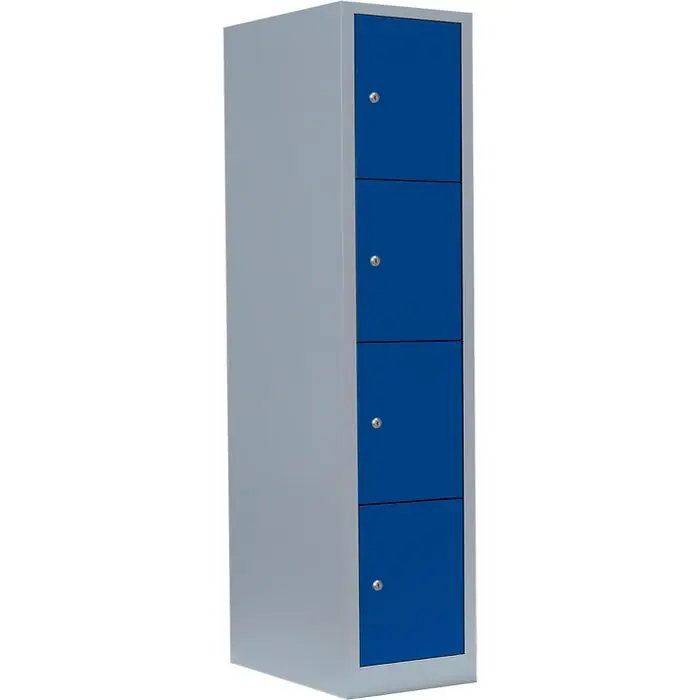 Preiswert ClassiX Schließfachschrank X-523411, blau, 4 Fächer, Stahl, 42 x 180cm, mit Zylinderschloss