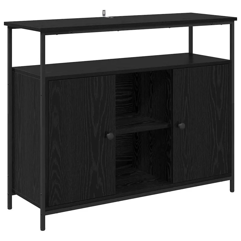 Billig vidaXL Sideboard Schwarz Eichen-Optik 100 x 35 x 80 cm Holzwerkstoff