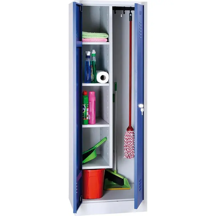 G-Office Mehrzweckschrank CLC/HD.1860, abschließbar, blau, für Staubsauger, 4 Fächer, aus Metall, 60 x 180 x 50 cm Top-Seller