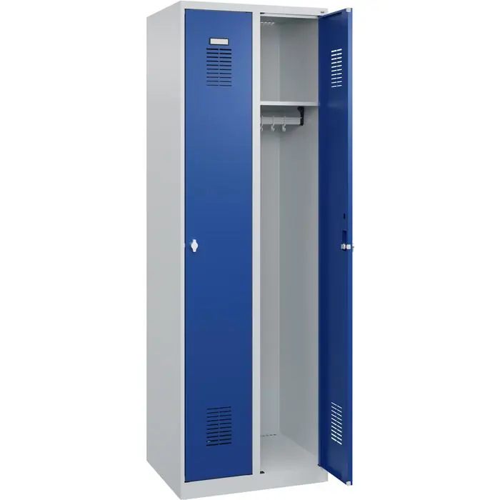 CP-Möbel Spind Basis PLUS, blau, 2 Abteile, mit Drehriegelschloss, 60 x 185 cm Kostenloser Rückversand