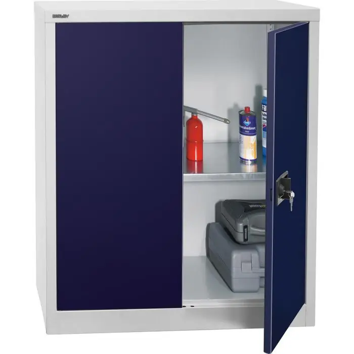 Sichere Zahlung Bisley Werkzeugschrank E402A01G, aus Metall, grau / blau, mit 1 Fachboden, abschließbar, 91 x 100 x 40 cm