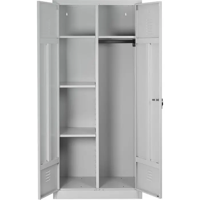 G-Office Mehrzweckschrank CLC/FD.1880, abschließbar, lichtgrau, für Staubsauger, 4 Fächer, aus Metall, 80 x 180 x 50 cm Schneller Versand
