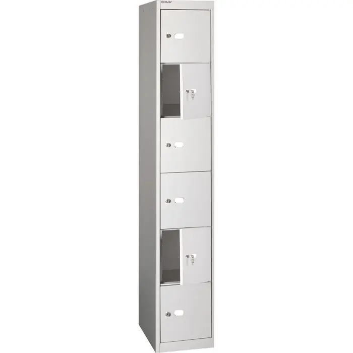 Top-Angebot Bisley Schließfachschrank CLK 126, lichtgrau, 6 Fächer, Stahl, 30 x 180cm, mit Zylinderschloss