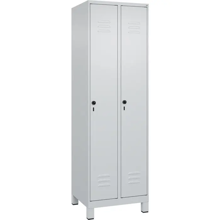 CP-Möbel Spind Classic PLUS, lichtgrau, 2 Abteile, mit Füßen & Drehriegelschloss, 60 x 195 cm Neu Im Sortiment