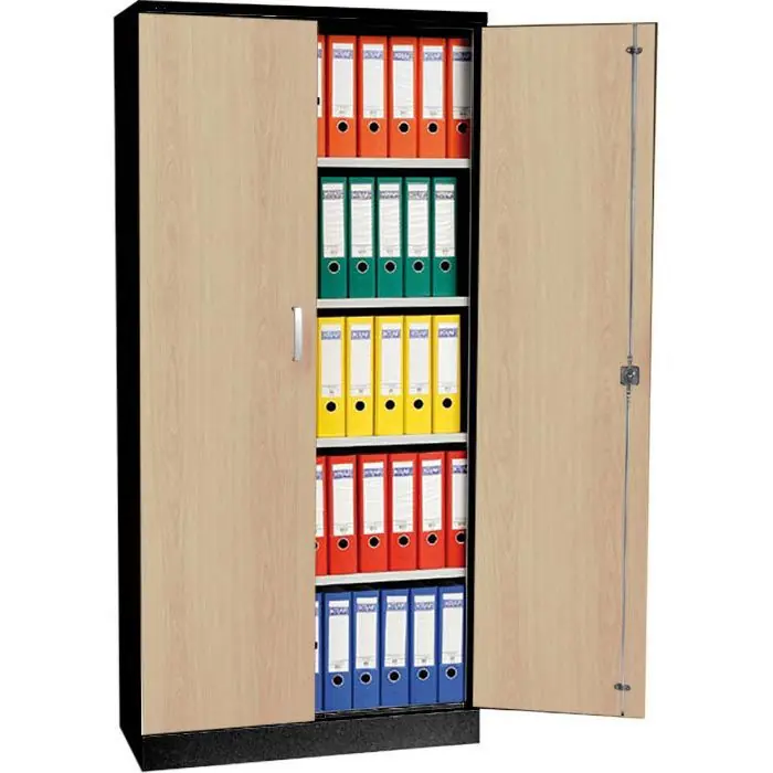 G-Office Aktenschrank FLC/WD.19, aus Metall / Holz, abschließbar, 92x195x42cm (B/H/T), ahorn / schwarz Neu Im Sortiment