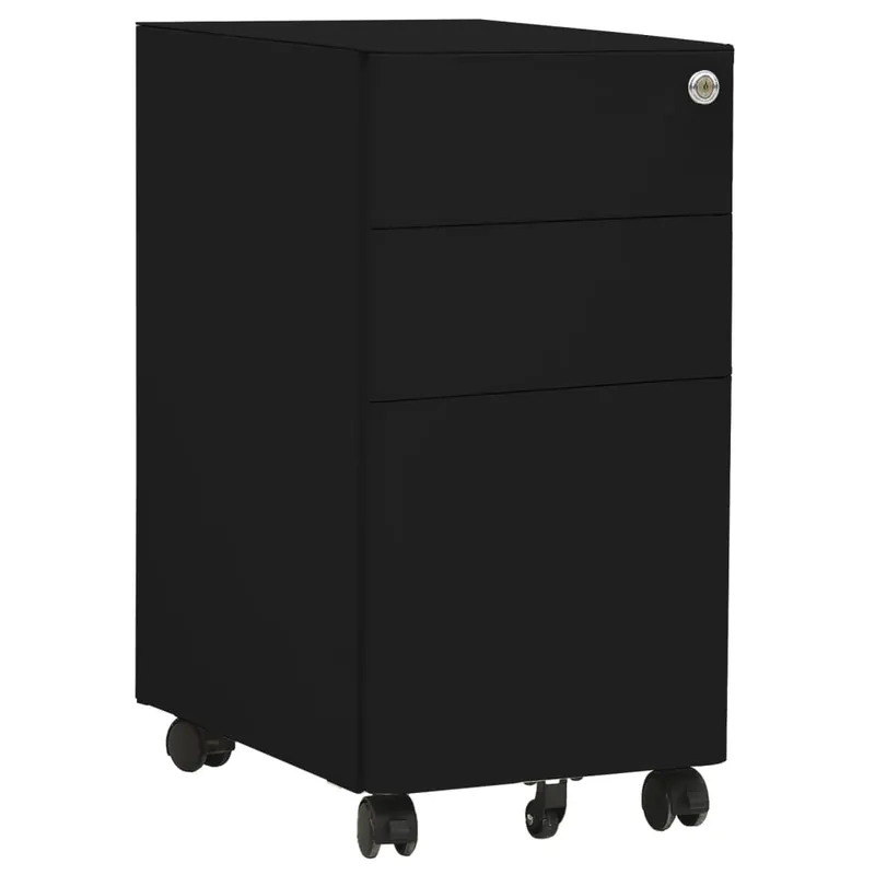 Finale Aktion vidaXL Aktenschrank mit Rollen Schwarz 30x45x59 cm Stahl