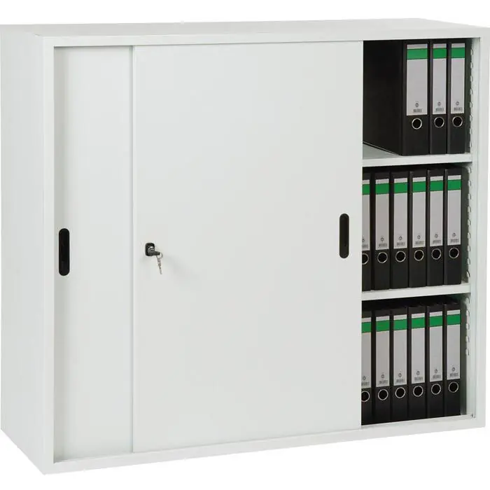 Kostenloser Rückversand G-Office Schiebetürenschrank SLC.1012, Metall, abschließbar, 120 x 109 x 45cm, lichtgrau