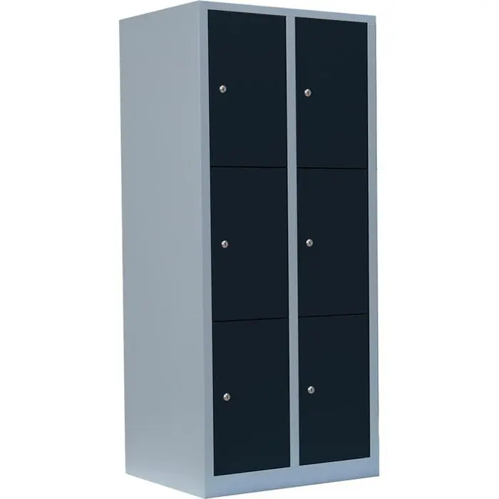 ClassiX Schließfachschrank X-523328, anthrazit, 6 Fächer, Stahl, 80 x 180cm, mit Zylinderschloss Preisknaller