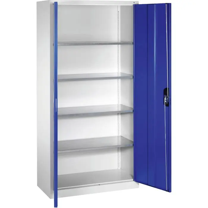 Zertifiziert CP-Möbel Magazinschrank Serie 13, grau / blau, 100 x 198 x 42cm, 4 Böden