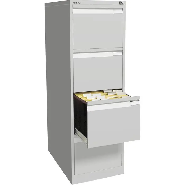 Bisley Hängeregisterschrank 3643-645, 1-bahnig, 4 Schübe, lichtgrau Versand Am Gleichen Tag