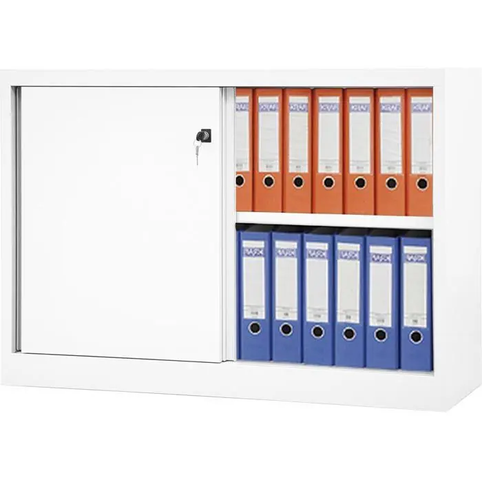 Kostenloser Versand Bisley Schiebetürenschrank Eco SD12081S696, Metall, abschließbar, 120 x 83,9 x 43cm, weiß