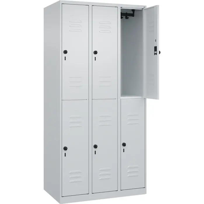 Sonderaktion CP-Möbel Spind Classic PLUS, lichtgrau, 3 Abteile, 6 Fächer, mit Drehriegelschloss, 90 x 185 cm