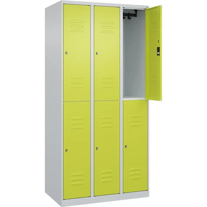CP-Möbel Spind Classic PLUS, grün, 3 Abteile, 6 Fächer, mit Zylinderschloss, 90 x 185 cm Garantierte Lieferung