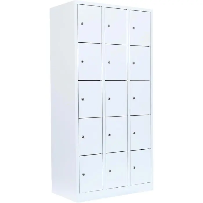 Must-Have ClassiX Schließfachschrank X-520537, weiß, 15 Fächer, Stahl, 87 x 180cm, mit Zylinderschloss