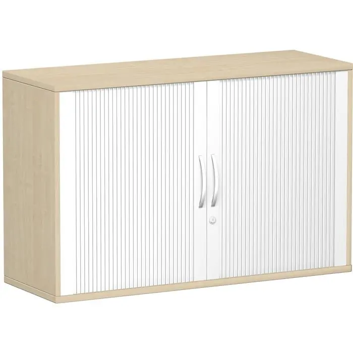 Geramöbel Rollladenschrank Flex, S-312210-SA, aus Holz, abschließbar, 120 x 79,8 x 42,5cm (B/H/T), silber / ahorn Garantierte Lieferung