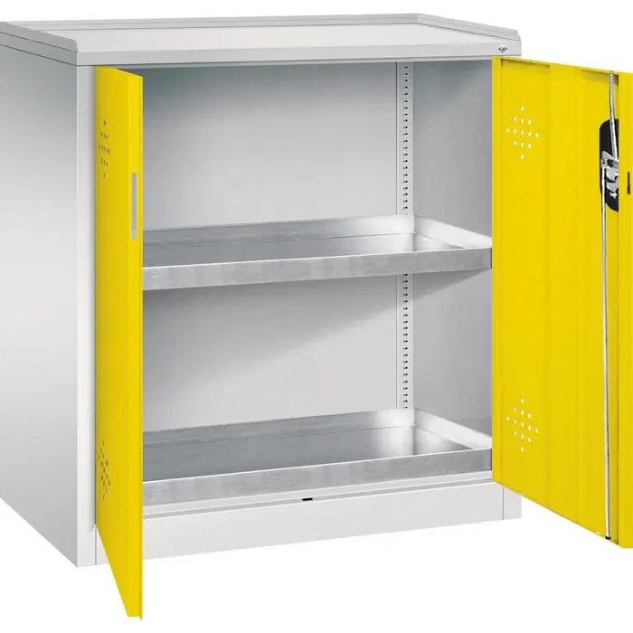 Top-Angebot CP-Möbel Umweltschrank 8821-315, lichtgrau / gelb, 93 x 100 x 50cm, 2 Wannenböden