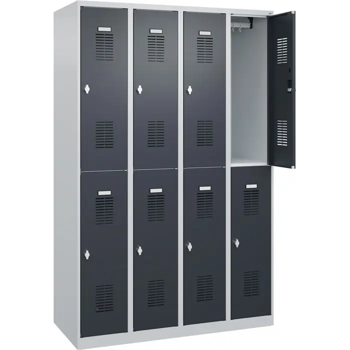 Sonderangebot CP-Möbel Spind Basis PLUS, anthrazit, 4 Abteile, 8 Fächer, mit Drehriegelschloss, 120 x 185 cm