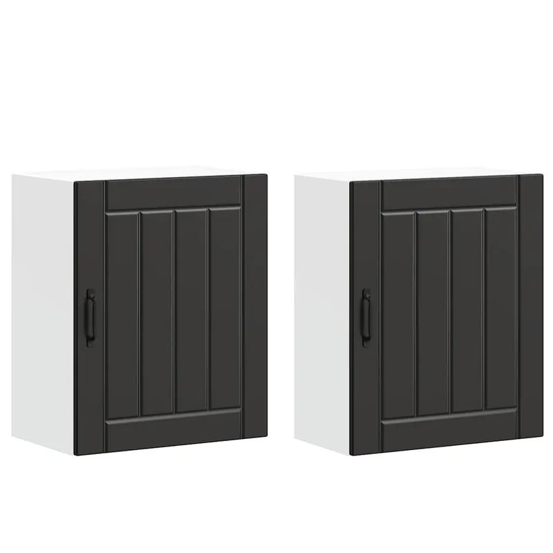 Echt vidaXL Küchen-Hängeschränke 2 Stk. Lucca Schwarz Holzwerkstoff