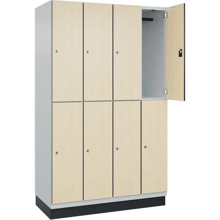 Schnäppchen CP-Möbel Spind Cambio, ahorn, 4 Abteile, 8 Fächer, mit Sockel & Zylinderschloss, 120 x 198cm