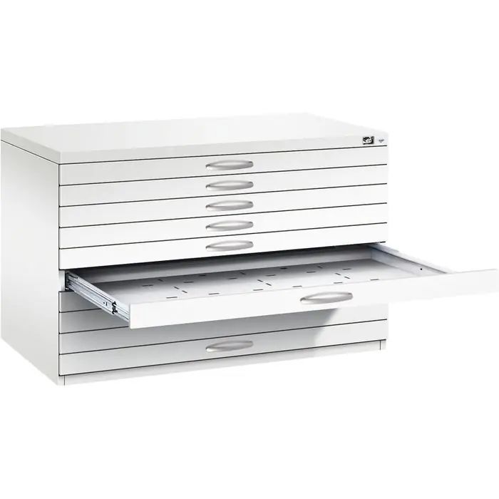 CP-Möbel Planschrank Serie 7101-000, DIN A1, 10 Schübe, 110 x 76 x 76,5cm, verkehrsweiß Geprüft