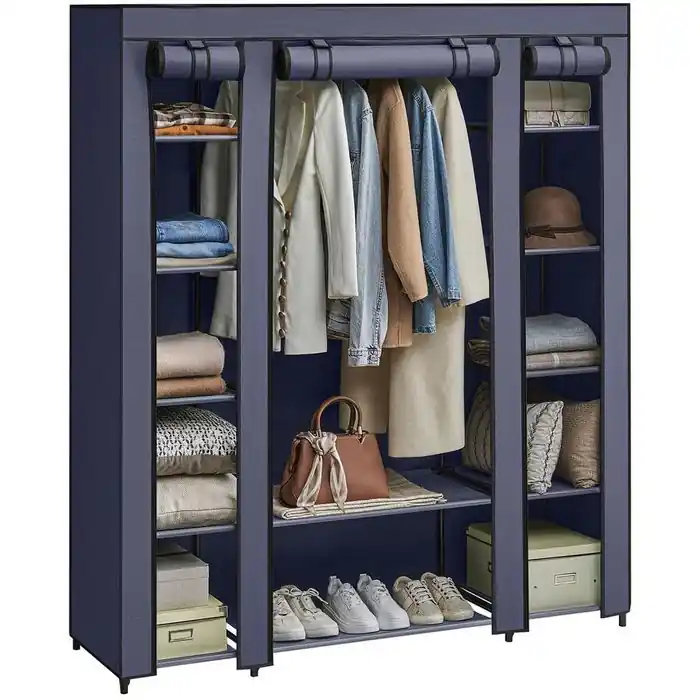 Songmics Kleiderschrank XXL, LSF003I02, blau, 3 Stofftüren, (BxHxT) 150 x 175 x 45cm Kostenloser Versand