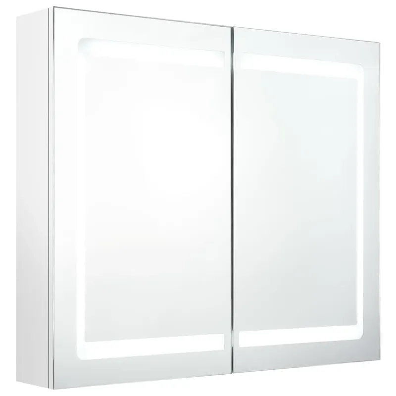 Markenware vidaXL LED-Spiegelschrank fürs Bad Glänzend Weiß 80x12x68 cm