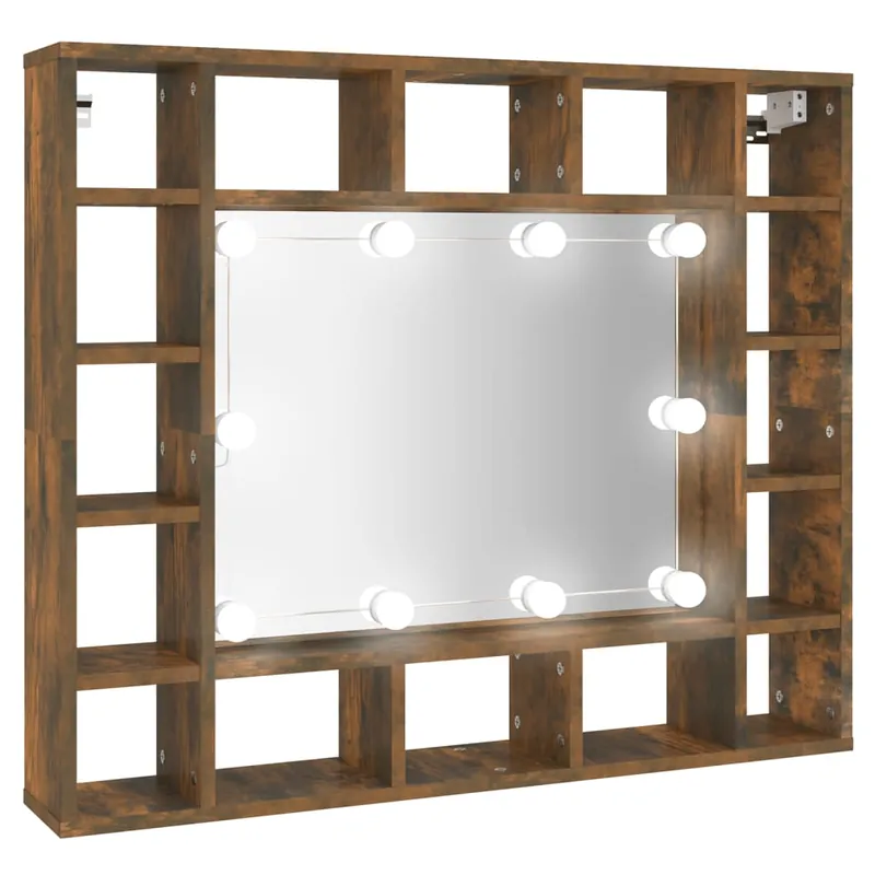 vidaXL Spiegelschrank mit LED Räuchereiche 91x15x76,5 cm Kostenloser Versand